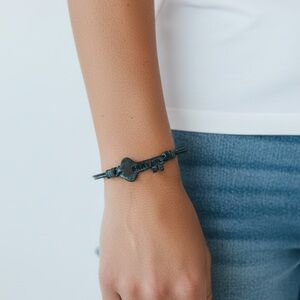 Blue Key BRAVE Charm Bracelet